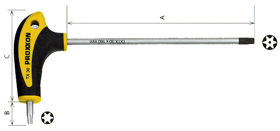 Отвертка с L-образной рукоятью TX / TTX 20 x 110